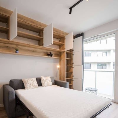 Location d’un appartement meublé et chaleureux d’1 pièce, 23 m², Partynice, Wrocław, Pologne